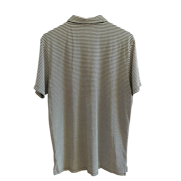 Patrick Assaraf Mens XL Black & White Striped Polo Shirt Pima Cotton Designer - Picture 5 of 7
